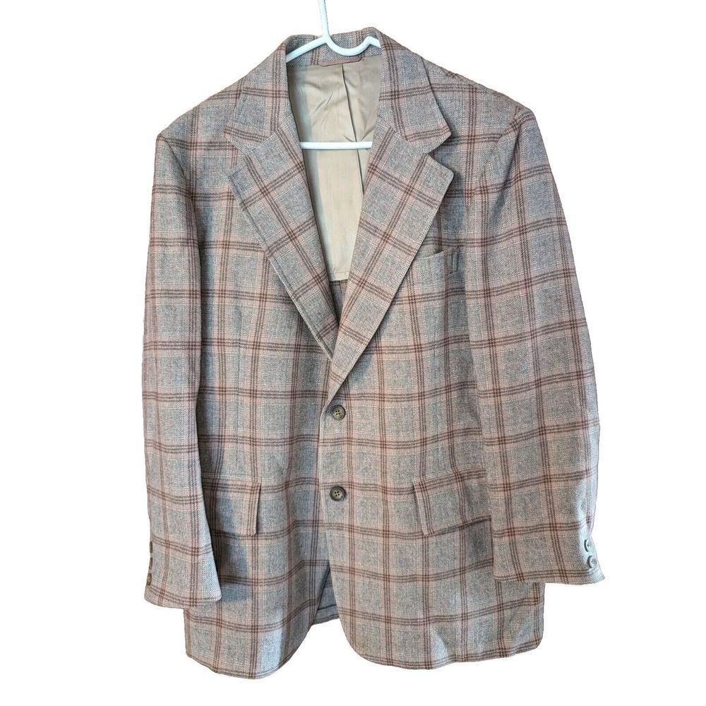 VTG Pendleton Brown ‎ Plaid 100%Virgin Wool Overcoat Size M Men's Blazer